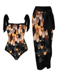 Swimsuit Multi Color Printed Sheath Gauze Skirt Anti-Exposure Two Piece Sun Protection Swimsuit for Women Bella Mia