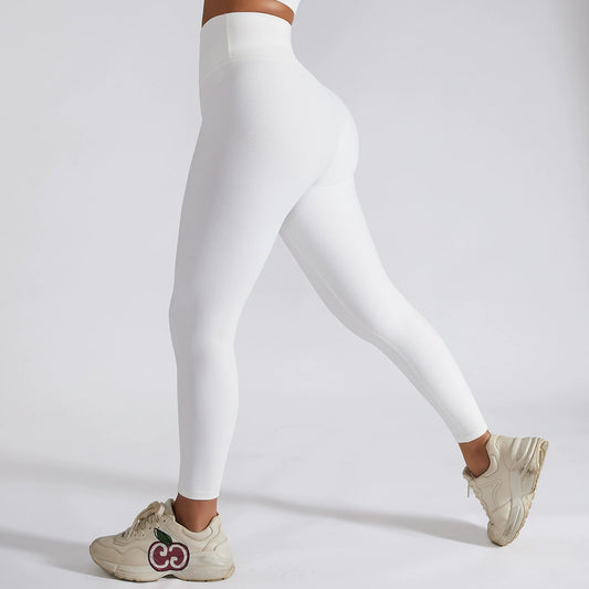 Running Sports Ribbed High Waist Stretch Cropped Fitness Pants