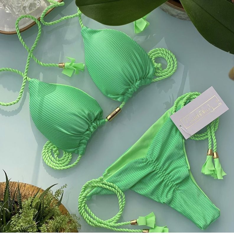 Bikini Special Solid Color Braid Rope Swimsuit Multicolor Bikini Bella Mia