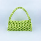 Pearl Bag Women Hand Woven Acrylic Beaded Bag Retro Fairy Small Handbag Triangle Wrist Bag Bella Mia