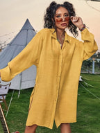 Cotton Long Sleeved Shirt Beach Cover up Vacation Sun Protection Shirt Bikini Swimsuit Outwear Cardigan Bella Mia