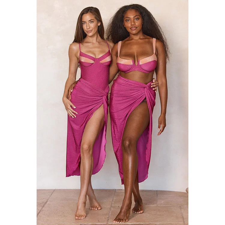 Women Summer Push up Bikini Sexy High Waist Bikini Split Swimsuit Set Chiffon Dress Bella Mia