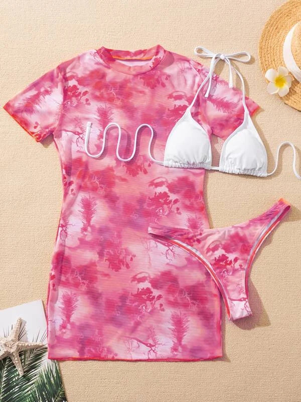 Bikini Outer Single Swimsuit Bikini Women Split Sleeved Blouse Swimsuit Three Piece Yongzh Bella Mia