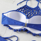 Solid Color Mesh Hollow Out Cutout out Sexy Low Waist Bikini Split Swimsuit Bikini Bella Mia