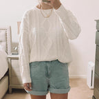 Autumn Winter Women round Neck Loose Winter Twisted round Neck Vintage Sweater Bella Mia
