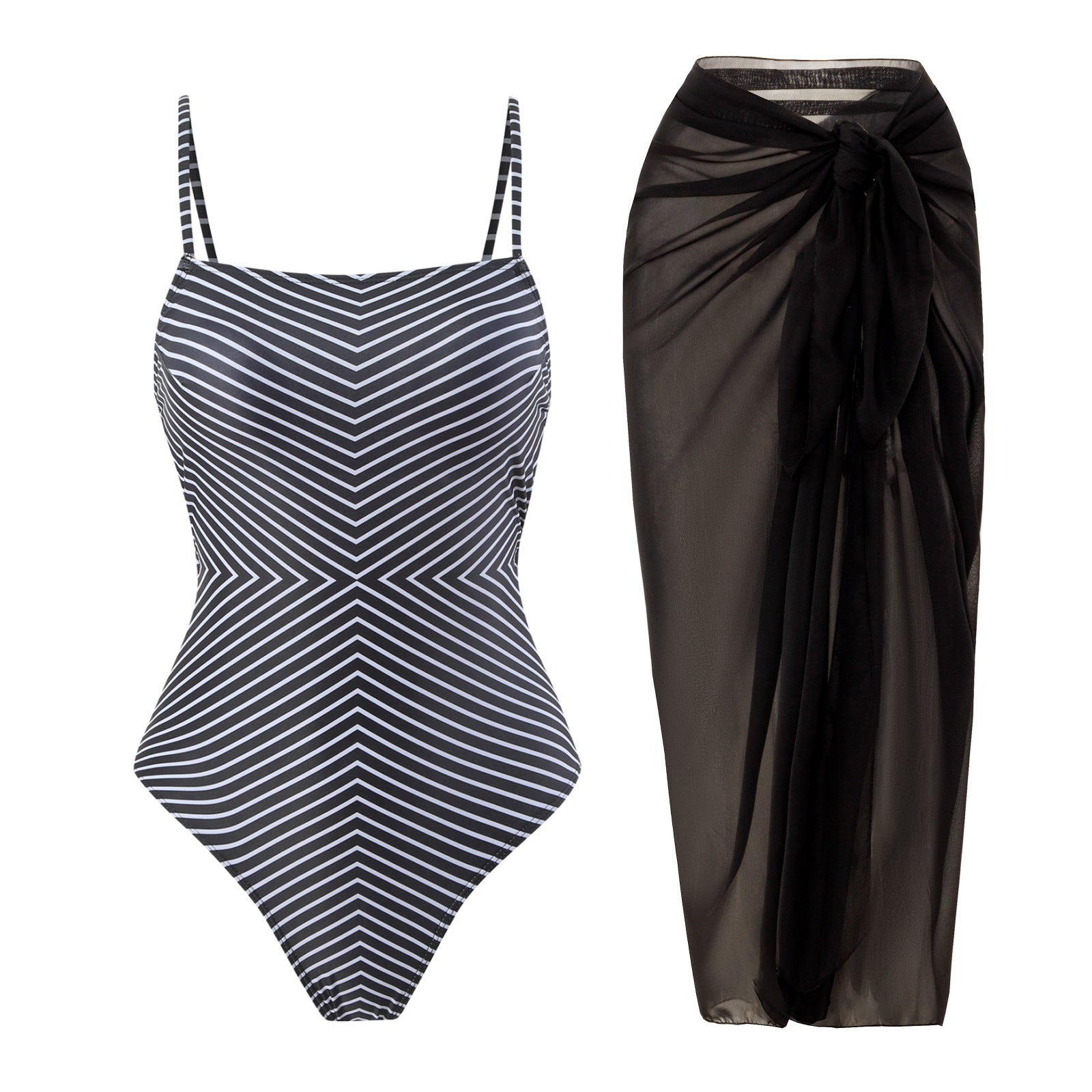 Sexy One Piece Swimsuit Women Bikini Striped Printed Gauze Skirt Swimsuit Bikini Bella Mia