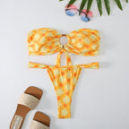 Bikini Sexy Lace up Tube Top Split Swimsuit Women High Elasticity Durable Bikini Bella Mia