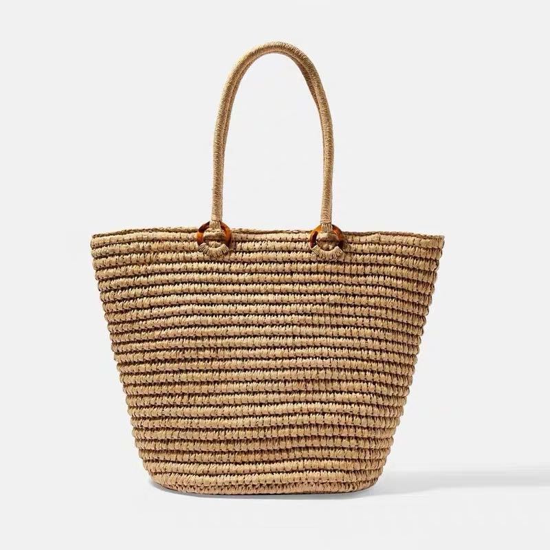 Straw Bag Simple Straw Bag Shoulder Portable Large Capacity Women Bag Summer Vacation Beach Bag Woven Bag Bella Mia