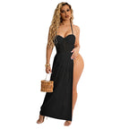 Women Clothing Summer Vacation Spaghetti Straps Cluster Swimsuit Chiffon Women Two Piece Overskirt Suit Bella Mia