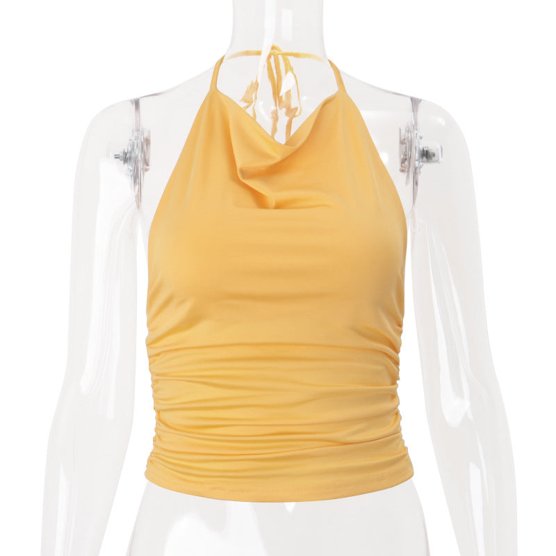 Women Clothing Summer Sexy Bare Back Slim Fit Short Halterneck Vest Top Women Bella Mia