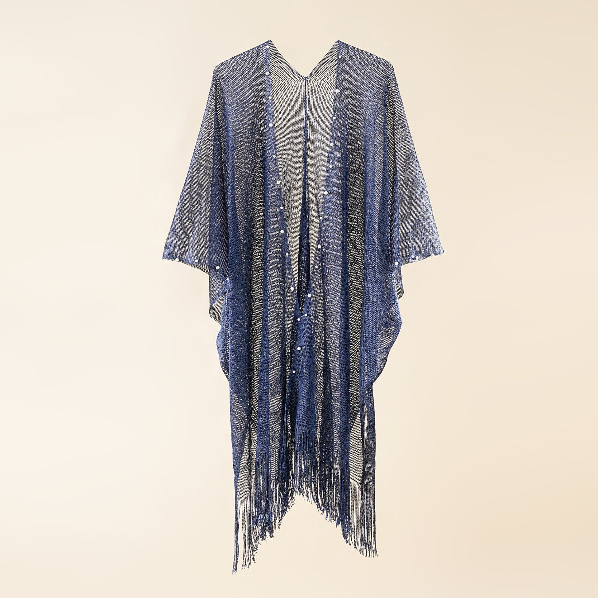 Street Spring Summer Sun Protection Solid Color Pearl Tassel Cardigan Shawl Bella Mia