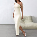 Women Clothing Spring Summer Sexy Socialite Dress One Shoulder Cold Shoulder Maxi Dress Bella Mia