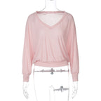 Women Clothing Summer Niche Design See through Anti Blouse Waist Controlled Long Sleeves Top Women Bella Mia