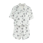 Spring Summer Heart Printing Cardigan Short Sleeve Split Shorts Pajamas Women Comfort Casual Home Wear Bella Mia