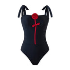Swimsuit Women Tube Top Double Shoulder Strap 3D Rose Swimsuit Outfit Nylon Surface Bella Mia