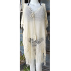 Knitted Tassel Beach Cover-up Sexy Hollow Out Cutout Seaside Sun Protection Clothing Beach Cover Up Crochet Bella Mia