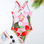 Solid Color One Piece Wome Swimwear Set French Retro Covering Belly Thin Swimming Bella Mia