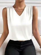 Women Satin Tank Top Office Vest Bottoming Top Bella Mia