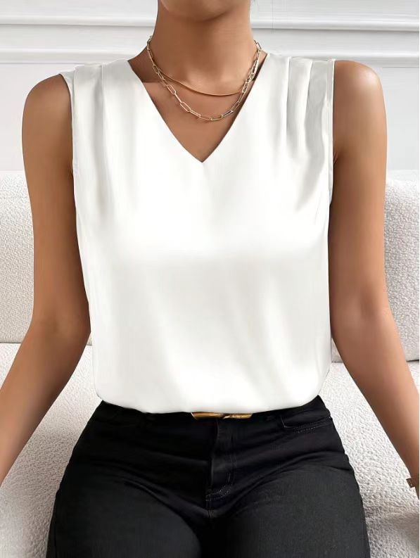 Women Satin Tank Top Office Vest Bottoming Top Bella Mia