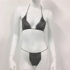 Women Clothing Rhinestone Bikini Set Carnival Sexy Lace Up Outdoor Beach Split Swimsuit Bella Mia
