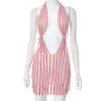 Women Clothing Summer Pattern Sexy Bandeau Lace up Short Dress Bella Mia
