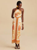 Summer White Halter Lace up Strapless Sexy Sleeveless Dress