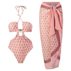 Sexy Double Sided One Piece Swimsuit Pleated Halter Bikini Suit Chiffon Dress Bella Mia