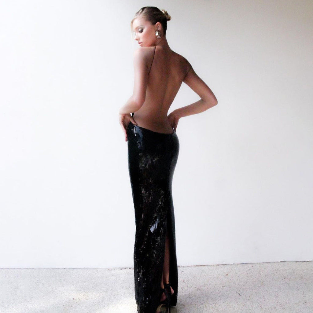 Summer Sexy Nightclub Cutout Halter Backless Sequin Maxi Dress Women Clothing Dress Bella Mia