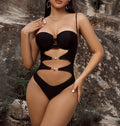 Women One Piece Bikini Bikini Solid Color Hollow Out Cutout out Strap One Piece Swimsuit Bella Mia
