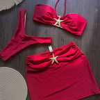 Sling Three Piece Sets Bikini Sexy Bikini Solid Color Split Swimsuit Bikini Bella Mia