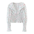 Autumn Blogger Floral Large Collared Single Elasticated Waist Lantern Sleeve Long Sleeve Shirt Bella Mia