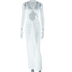 Women Clothing Solid Color Dress Sexy Hollow Out Cutout out Camisole Ribbon Dress Bella Mia