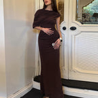 Women Clothing Summer Oblique Shoulder Design Skinny Sheath Pleated Irregular Asymmetric Dress Bella Mia
