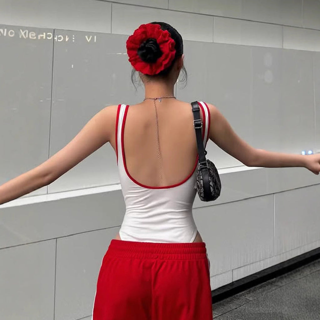 Street Letters Multicolor Printing Sling Body Shaping Corsets Sexy U Collar Backless Shaping Top Bella Mia