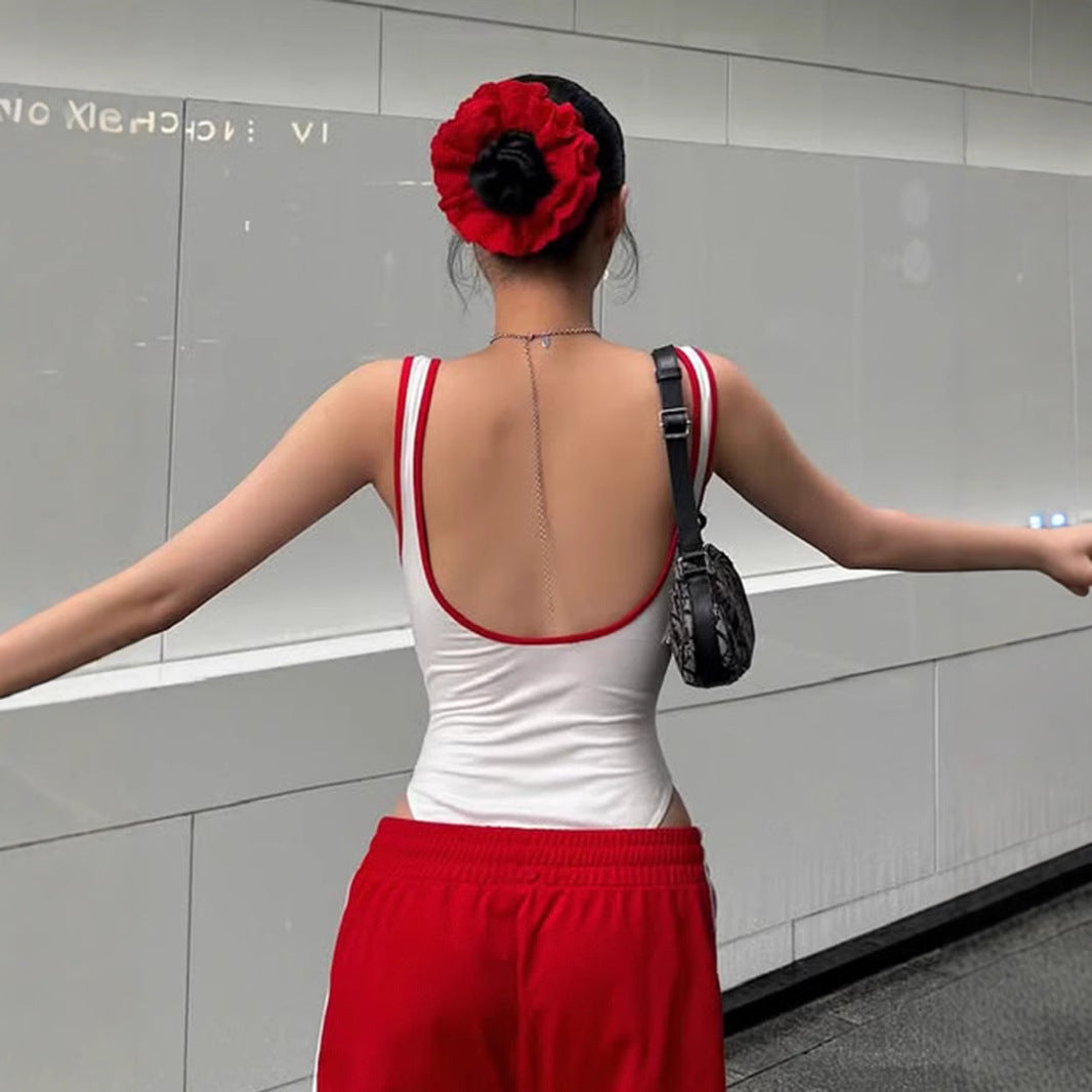 Street Letters Multicolor Printing Sling Body Shaping Corsets Sexy U Collar Backless Shaping Top Bella Mia