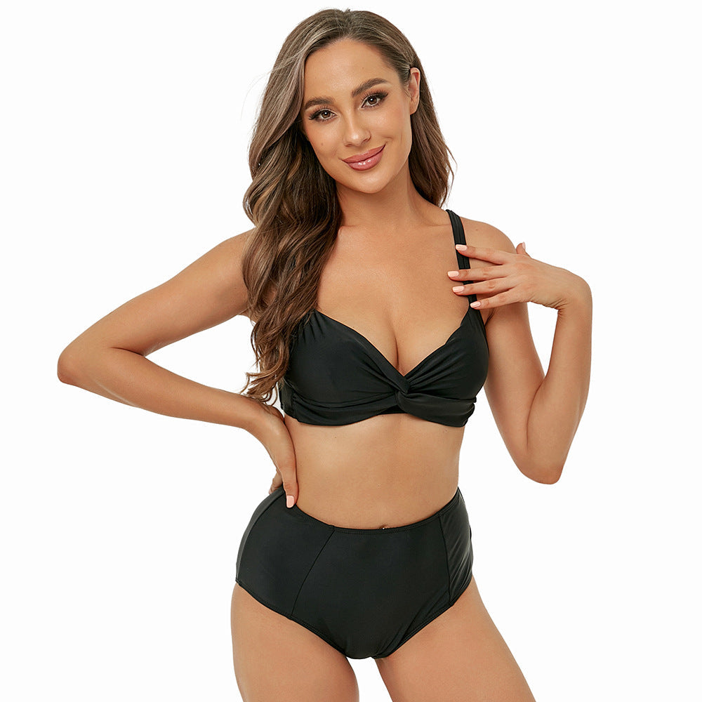 Bikini Lady Sexy High Waist Split Swimsuit Bikini Solid Color Swimsuit Bella Mia