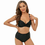Bikini Lady Sexy High Waist Split Swimsuit Bikini Solid Color Swimsuit Bella Mia