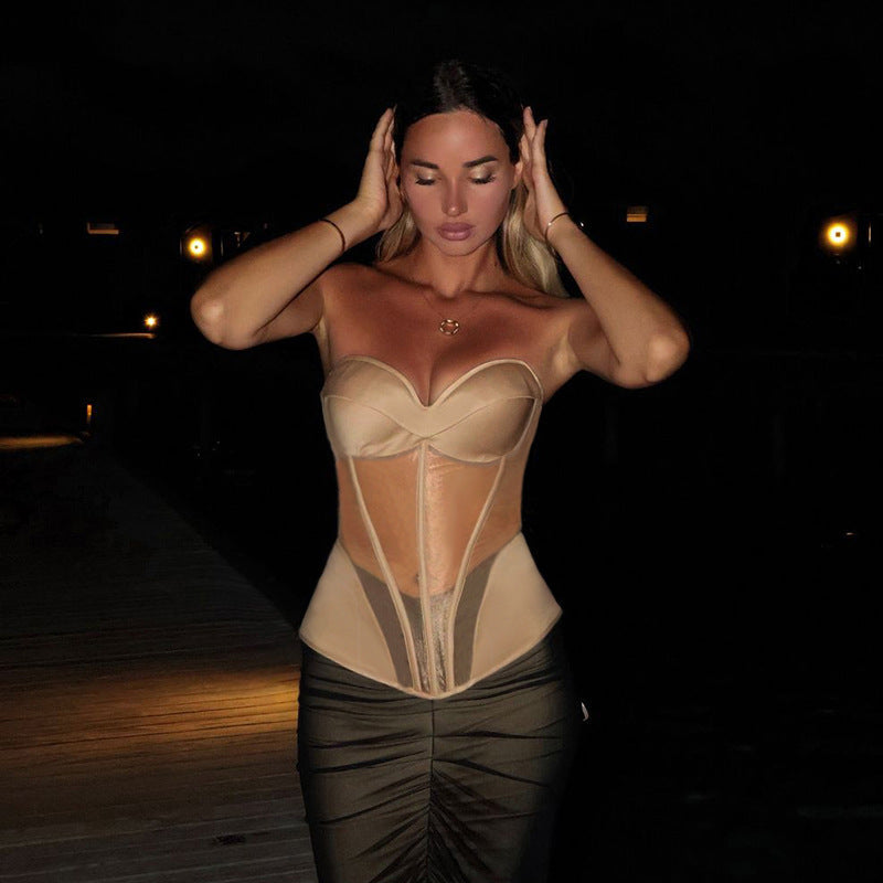 Tube Top Chest Pad Waist Top See through Wild Vest Top for Women Bella Mia