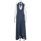 Women Clothing Waist Slimming Solid Color Hip V neck Pleated Draped Chest Wrapped Dress Bella Mia