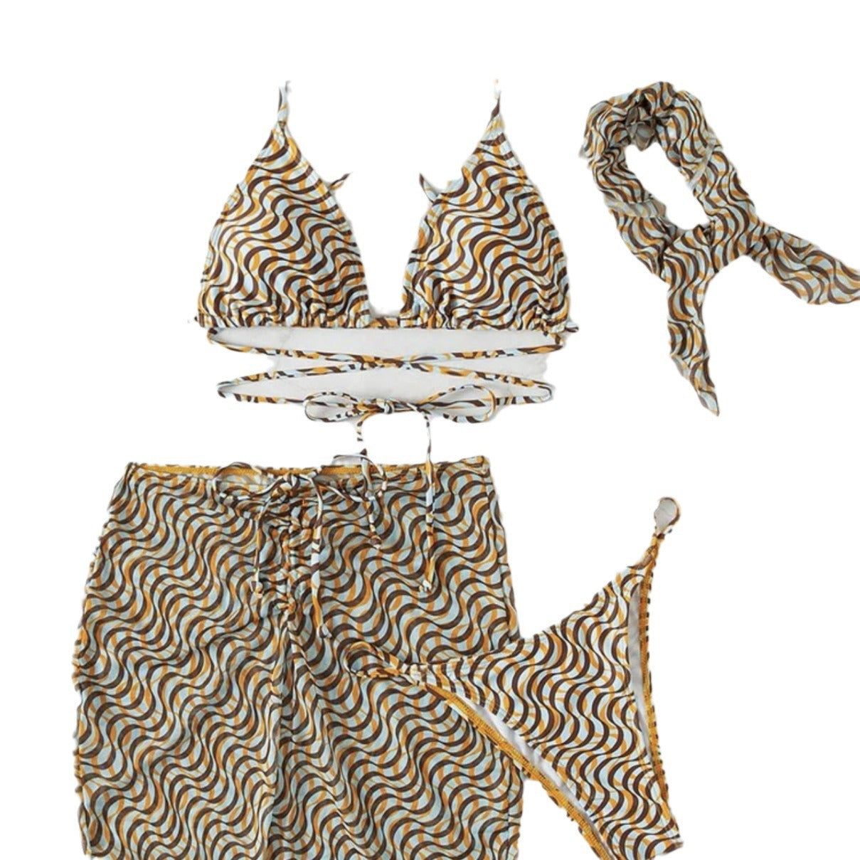 Drawstring Strap Sexy Three Piece Set Swimsuit Bikini Strap Bella Mia