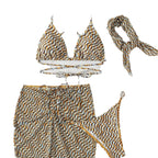 Drawstring Strap Sexy Three Piece Set Swimsuit Bikini Strap Bella Mia