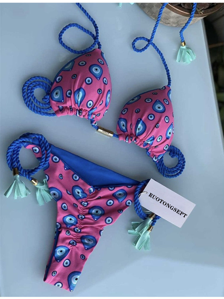 Hand Knitted Rope Swimsuit Sexy Bikini Women Split Solid Color Sexy Multicolor Braided Rope Bikini Bella Mia