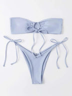 Women Seperated Swimwear Low Waist Basic Strapless Solid Color Tube Top Sexy Bikini Bella Mia