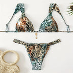 Printed Lace up Swimsuit Women Three Point Sexy Beach Bikini Spring Swimsuit Bella Mia