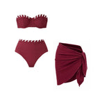 Bikini Wine Red Niche Design Tube Top Split Swimsuit Women Bella Mia