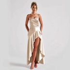 High Slit Spaghetti Straps Sleeveless Sexy Slim Fit Backless Dress Formal Dress Bella Mia
