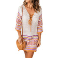 Spring Summer Blouse Ethnic Vintage Printed Tassel Sun Proof Half Sleeve Cardigan Bella Mia