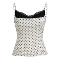 Sexy Elegant Lace Splicing Sling Women French Polka Dot Slim Fit Slimming Fashionable Sweet Spicy Top