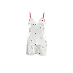 Spring Homewear Heart Printing Suspender Shorts Sexy Two Piece Set Satin Women Pajamas Bella Mia