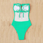 One Piece Swimsuit Women Flounced Tube Top Hollow Out Cutout Bikini Swimsuit Bella Mia